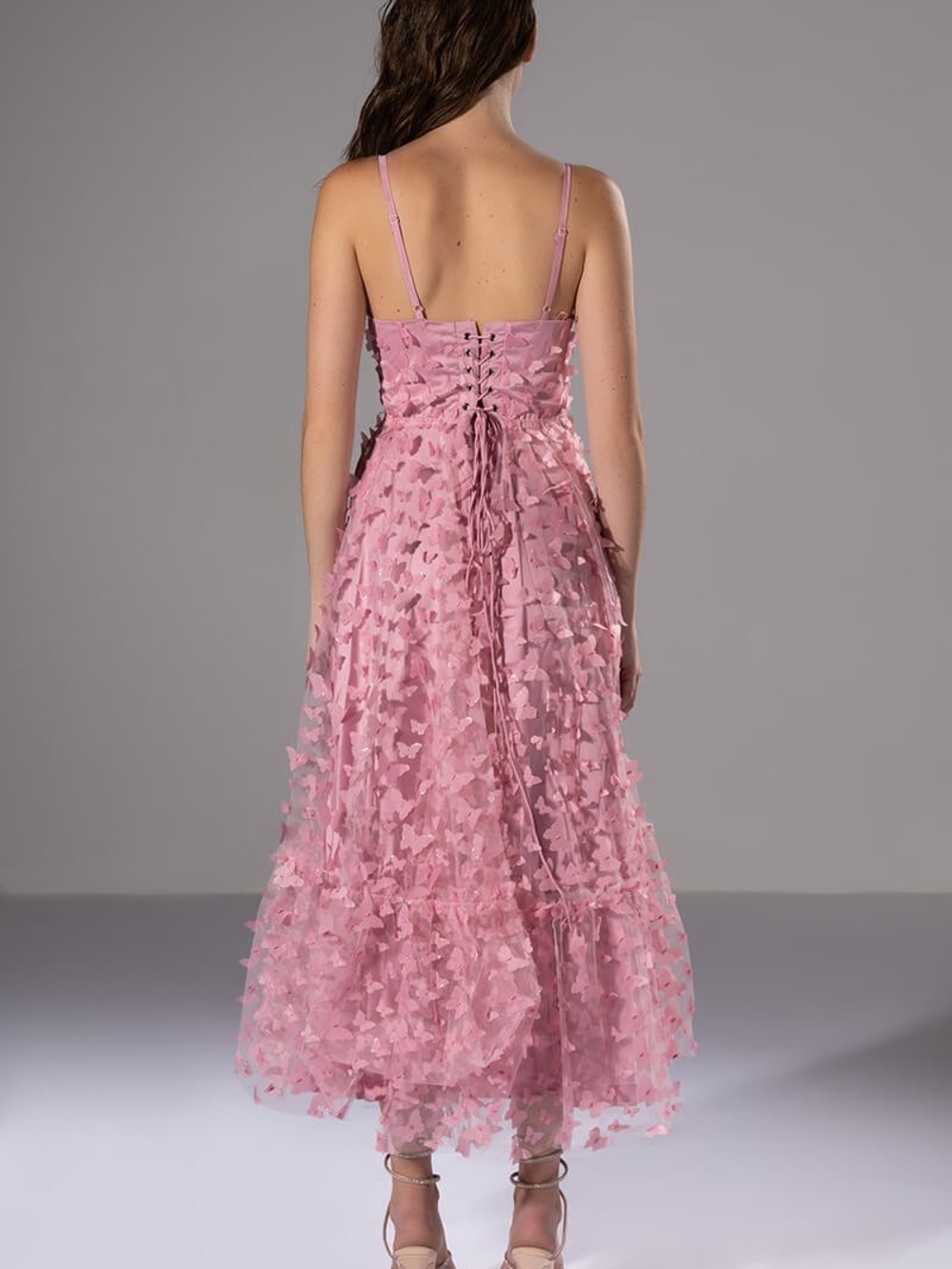 Formal Butterfly Applique A-Line Dress - Picture 3 of 9